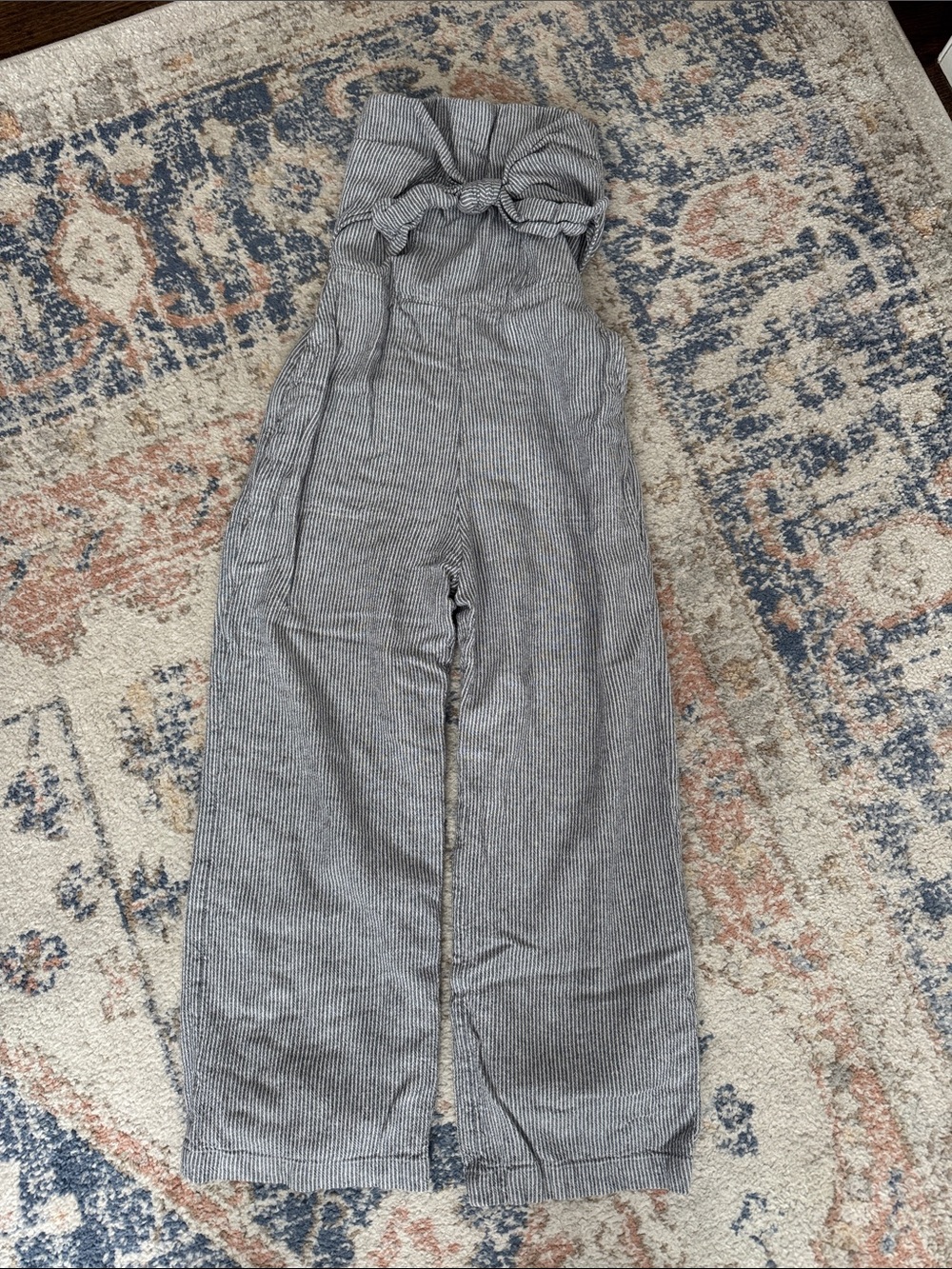 Abercrombie & Fitch blue and White Striped Wide-Leg Jumpsuit